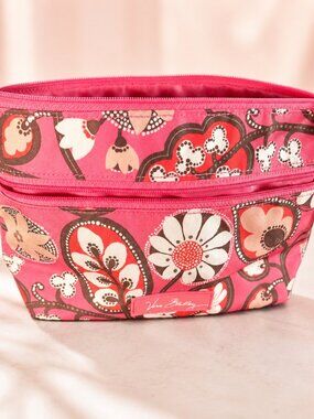 Vera Bradley floral cosmetic bag pink blossom canvas waterproof material - 357